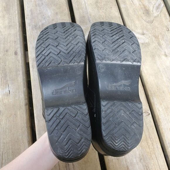 Dansko Professional Black Leather Stapled Slip-on Nursing Platform Clogs 40 - Picture 7 of 10